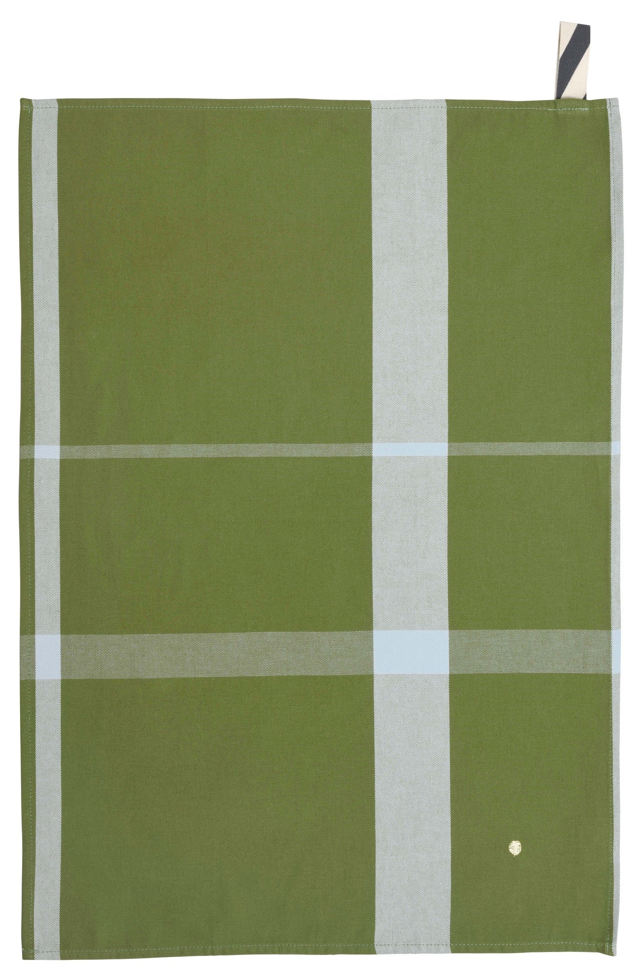 strofinaccio la nonna pistacchio, colore pistacchio, taglia 50 x 70. strofinaccio piegato su fondo neutro per mostrare texture e finiture