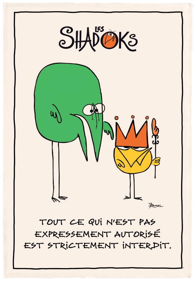 strofinaccio shadoks les interdits ecru, colore ecru, taglia 48 x 72. confezionato in 100% cotone, assorbenza e resistenza per ogni esigenza in cucina