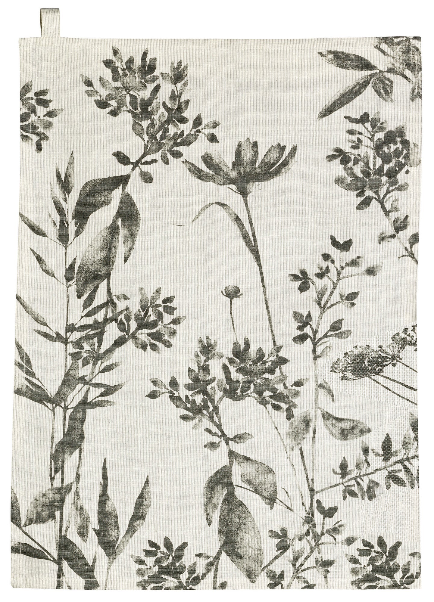 strofinaccio fleuri isam ombra, colore ombra, taglia 50 x 70. strofinaccio piegato su fondo neutro per mostrare texture e finiture