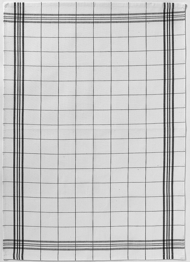 strofinaccio carreaux nero, colore nero, taglia 50 x 70. strofinaccio piegato su fondo neutro per mostrare texture e finiture