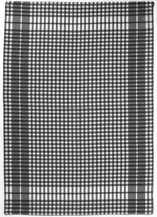 strofinaccio petits carreaux nero, colore nero, taglia 50 x 70. strofinaccio piegato su fondo neutro per mostrare texture e finiture