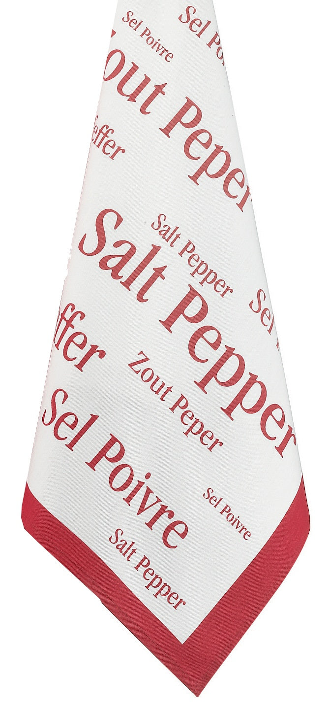 strofinaccio sel & poivre rosso, colore rosso, taglia 50 x 70. strofinaccio piegato su fondo neutro per mostrare texture e finiture