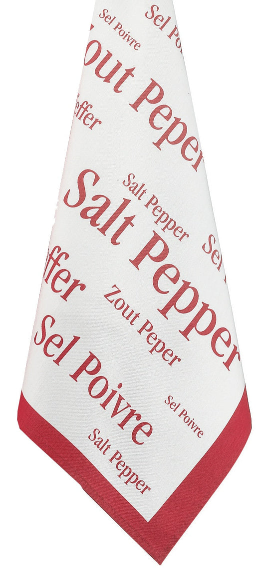 strofinaccio sel & poivre rosso, colore rosso, taglia 50 x 70. strofinaccio piegato su fondo neutro per mostrare texture e finiture