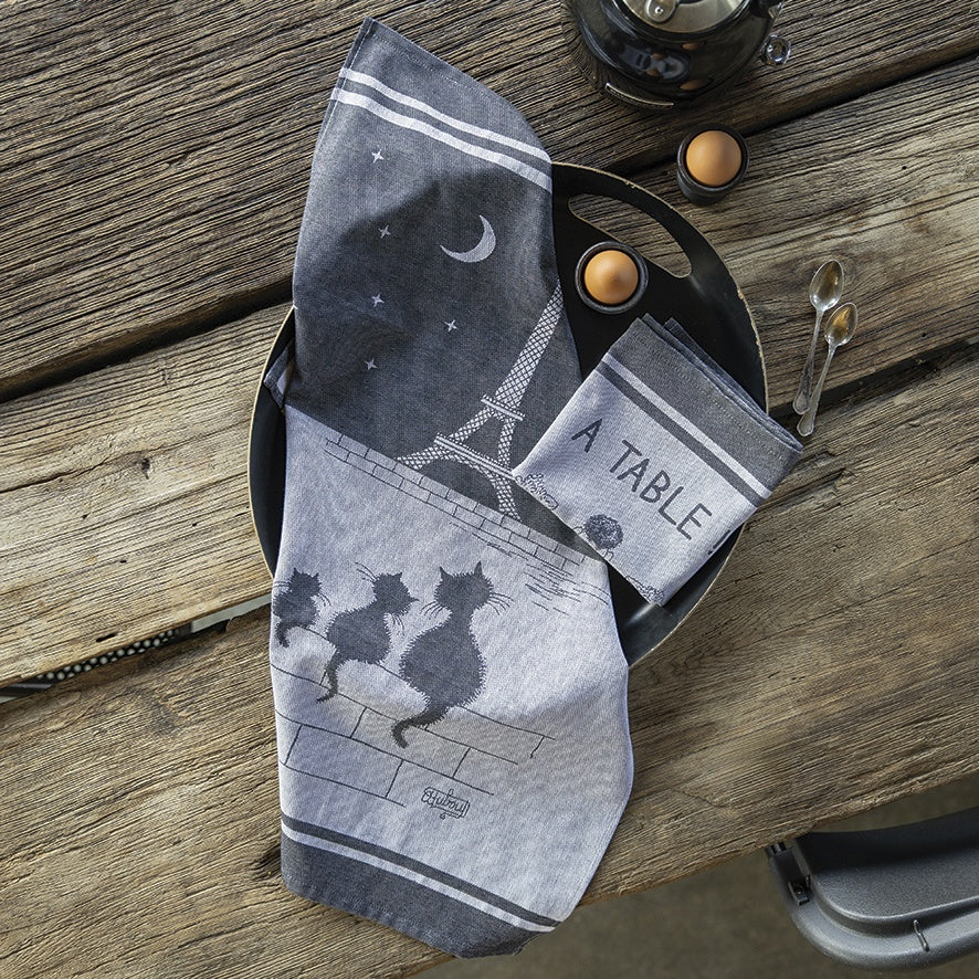 strofinaccio jacquard chats tour eiffel ombra, colore ombra, taglia 50 x 70. confezionato in 100% cotone, assorbenza e resistenza per ogni esigenza in cucina