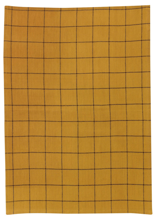 strofinaccio misto a quadri kilia bronzo, colore bronzo, taglia 50 x 70. strofinaccio piegato su fondo neutro per mostrare texture e finiture