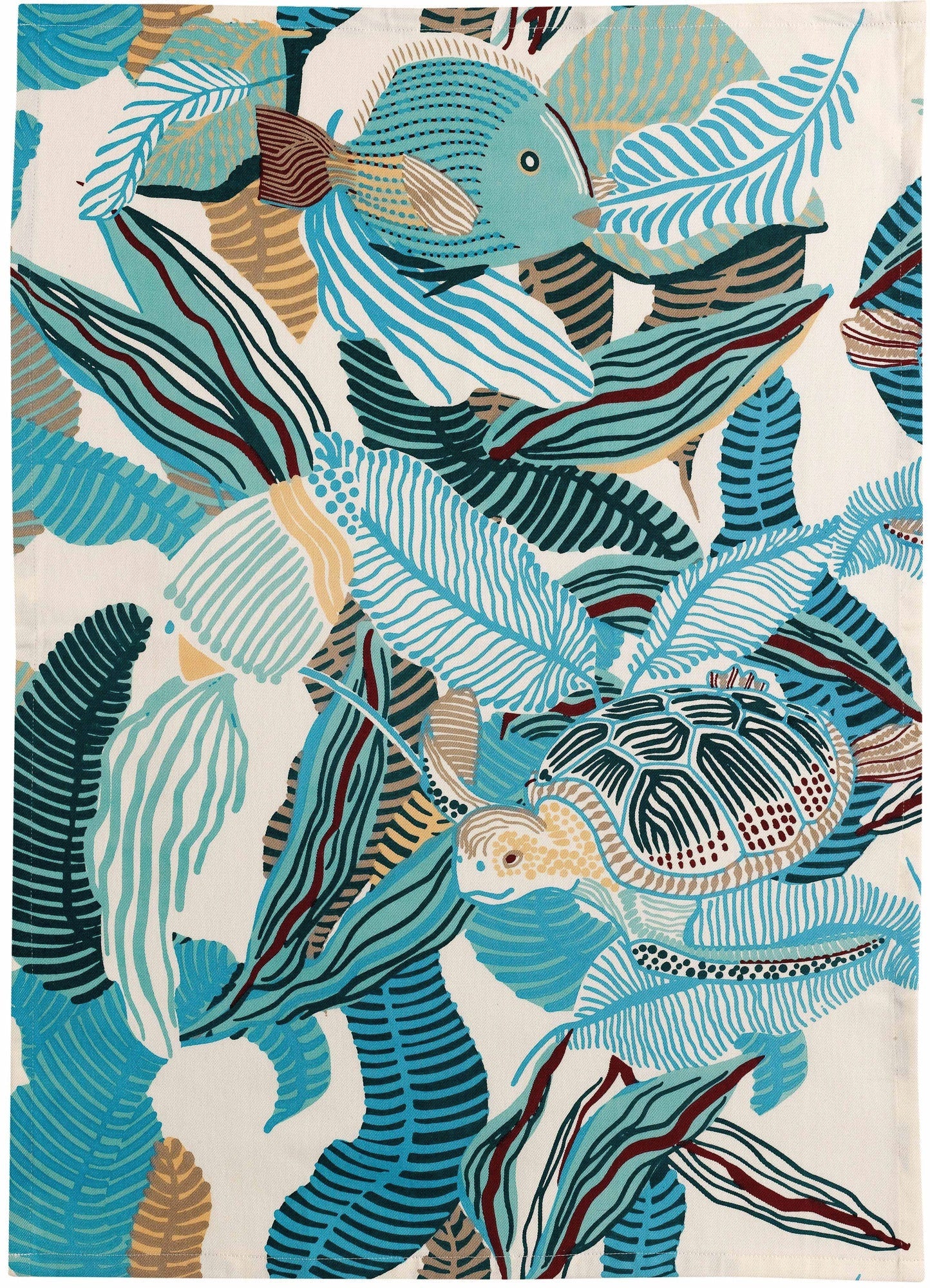 strofinaccio riciclato dori blu, colore blu, taglia 50 x 70. strofinaccio piegato su fondo neutro per mostrare texture e finiture