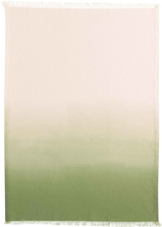 strofinaccio riciclato tie&dye cactus, colore cactus, taglia 50 x 70. strofinaccio piegato su fondo neutro per mostrare texture e finiture