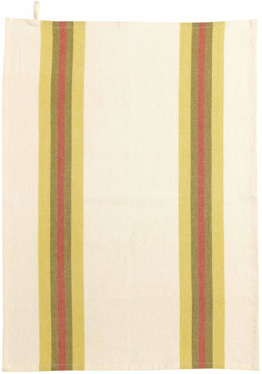 strofinaccio riciclato yuna curry/naturale, colore curry/naturale, taglia 50 x 70. strofinaccio piegato su fondo neutro per mostrare texture e finiture