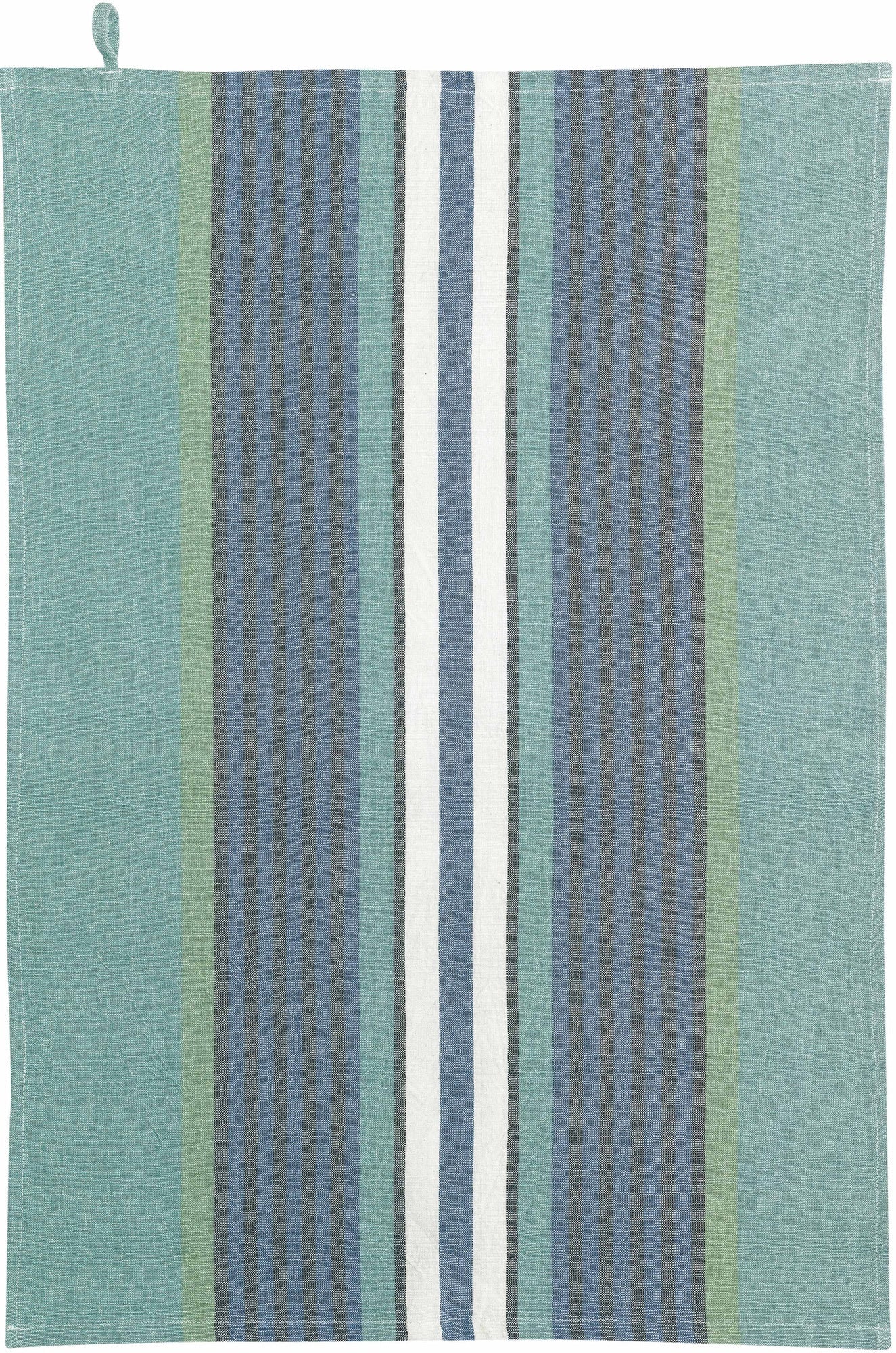 strofinaccio riciclato yuna pavone/naturale, colore pavone/naturale, taglia 50 x 70. strofinaccio piegato su fondo neutro per mostrare texture e finiture