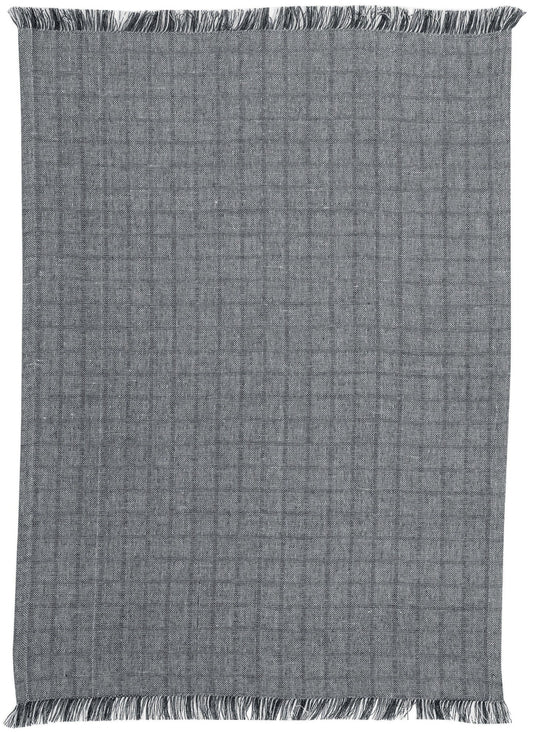 strofinaccio riciclato aden bianco/nero, colore bianco/nero, taglia 50 x 70. strofinaccio piegato su fondo neutro per mostrare texture e finiture