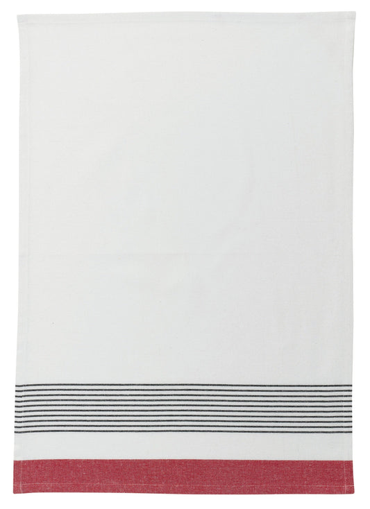 strofinaccio riciclato mattia rosso, colore rosso, taglia 50 x 70. strofinaccio piegato su fondo neutro per mostrare texture e finiture