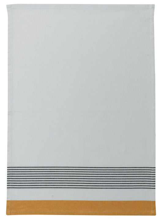 strofinaccio riciclato mattia girasole, colore girasole, taglia 50 x 70. strofinaccio piegato su fondo neutro per mostrare texture e finiture