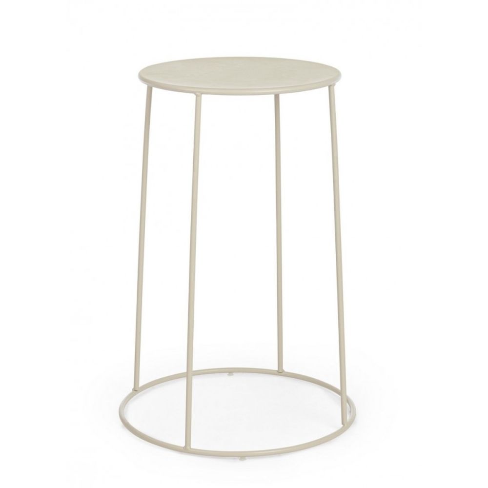 set di 4 tavolini austin in acciaio beige, tavolino da giardino ideale per relax all’aperto