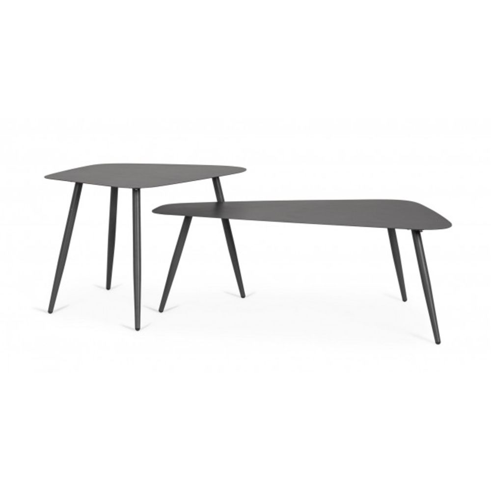 set di 2 tavolini yvonne in acciaio antracite, perfetto per appoggiare bevande, libri o decorazioni