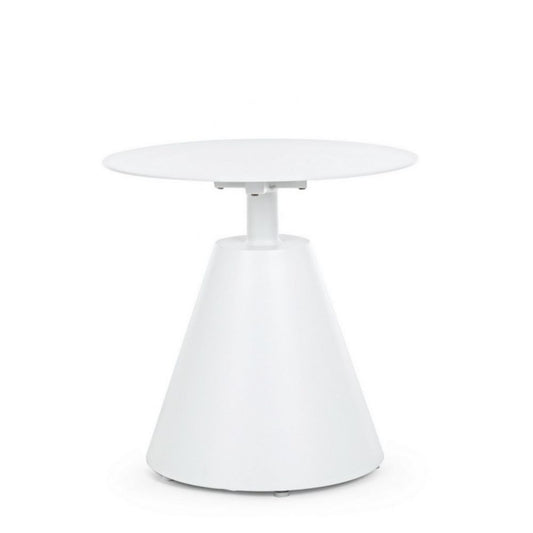 tavolino rotondo aloha in alluminio bianco, tavolino da giardino ideale per relax all’aperto