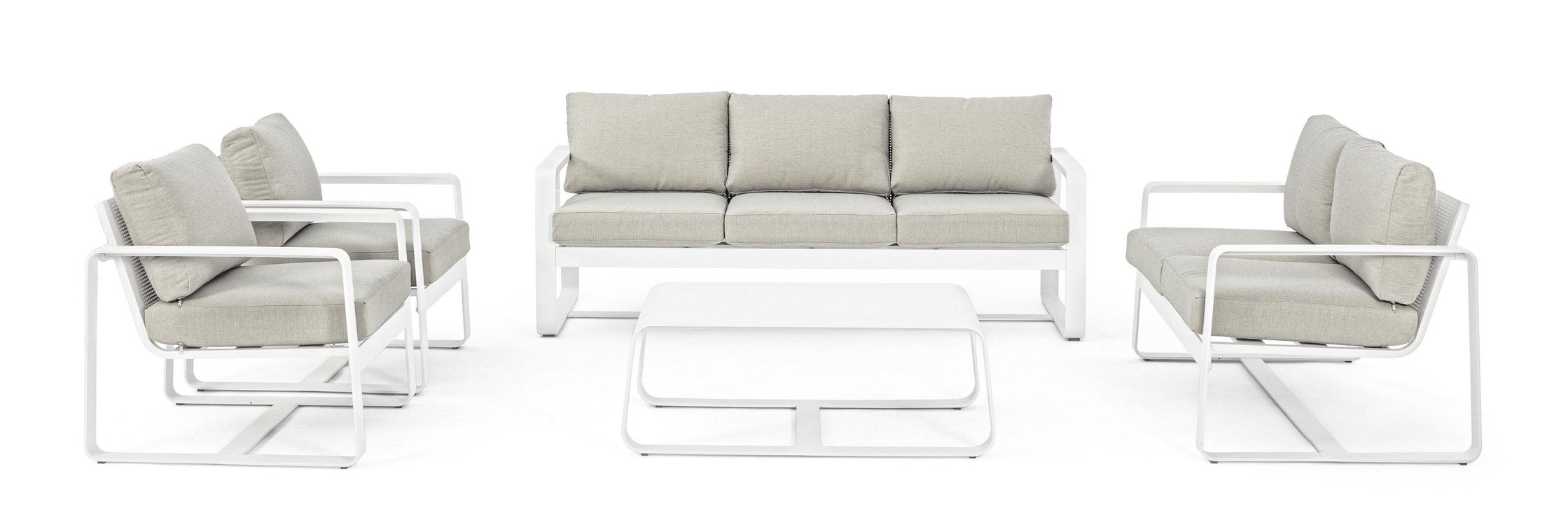 tavolino da salotto merrigan in alluminio bianco 105×62 cm, tavolino outdoor elegante e funzionale