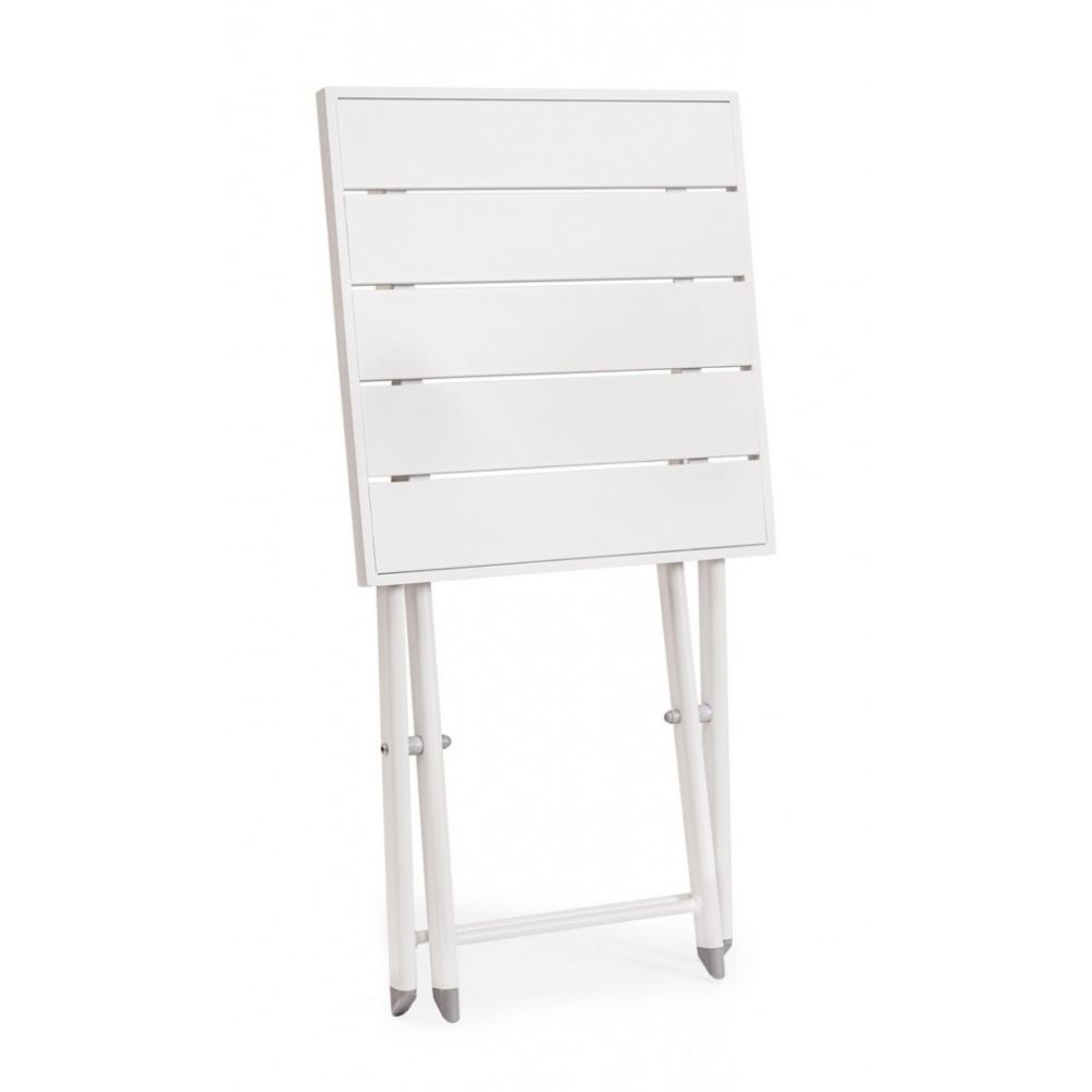 tavolino taylor in alluminio bianco, pieghevole, realizzato in materiali outdoor come alluminio o rattan