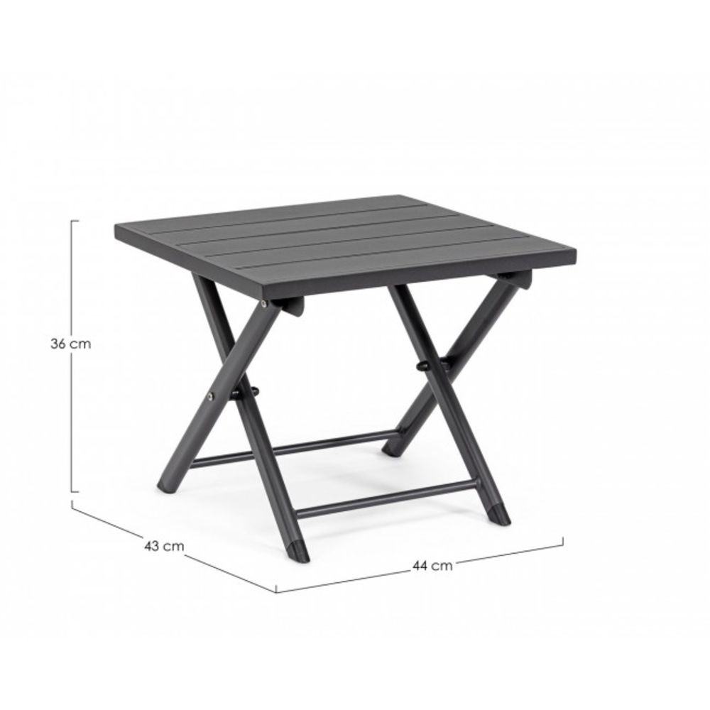 tavolino taylor in alluminio antracite, pieghevole, dettaglio della struttura resistente alle intemperie