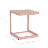 set di 2 tavolini rettangolari konnor in alluminio rosa, dettaglio della struttura resistente alle intemperie