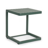 set di 2 tavolini rettangolari konnor in alluminio verde scuro, tavolino da giardino ideale per relax all’aperto