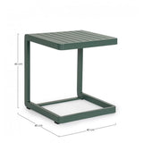 set di 2 tavolini rettangolari konnor in alluminio verde scuro, dettaglio della struttura resistente alle intemperie