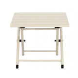 tavolino taylor in alluminio bianco, pieghevole, vista ambientata su terrazza o veranda