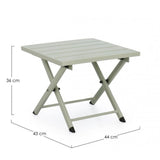 tavolino taylor in alluminio verde chiaro, pieghevole, dettaglio della struttura resistente alle intemperie