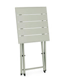 tavolino taylor in alluminio verde chiaro, pieghevole, design compatto e facile da spostare