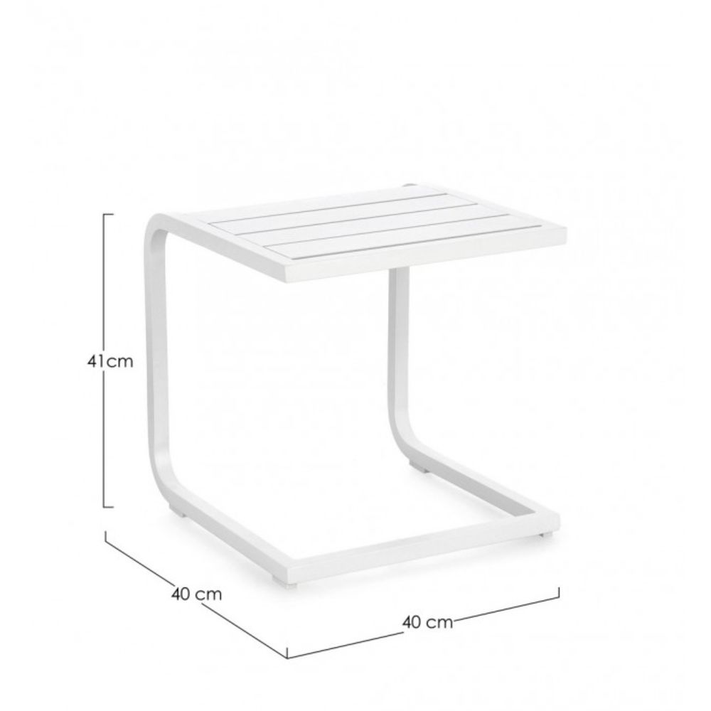 tavolino taylor in alluminio bianco, dettaglio della struttura resistente alle intemperie