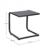 tavolino taylor in alluminio antracite, dettaglio della struttura resistente alle intemperie