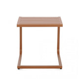 tavolino taylor in alluminio ruggine, vista ambientata su terrazza o veranda