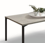 tavolino camogli in legno, finitura in grigio cemento e metallo verniciato nero, 55×90 cm, dettaglio della struttura e...