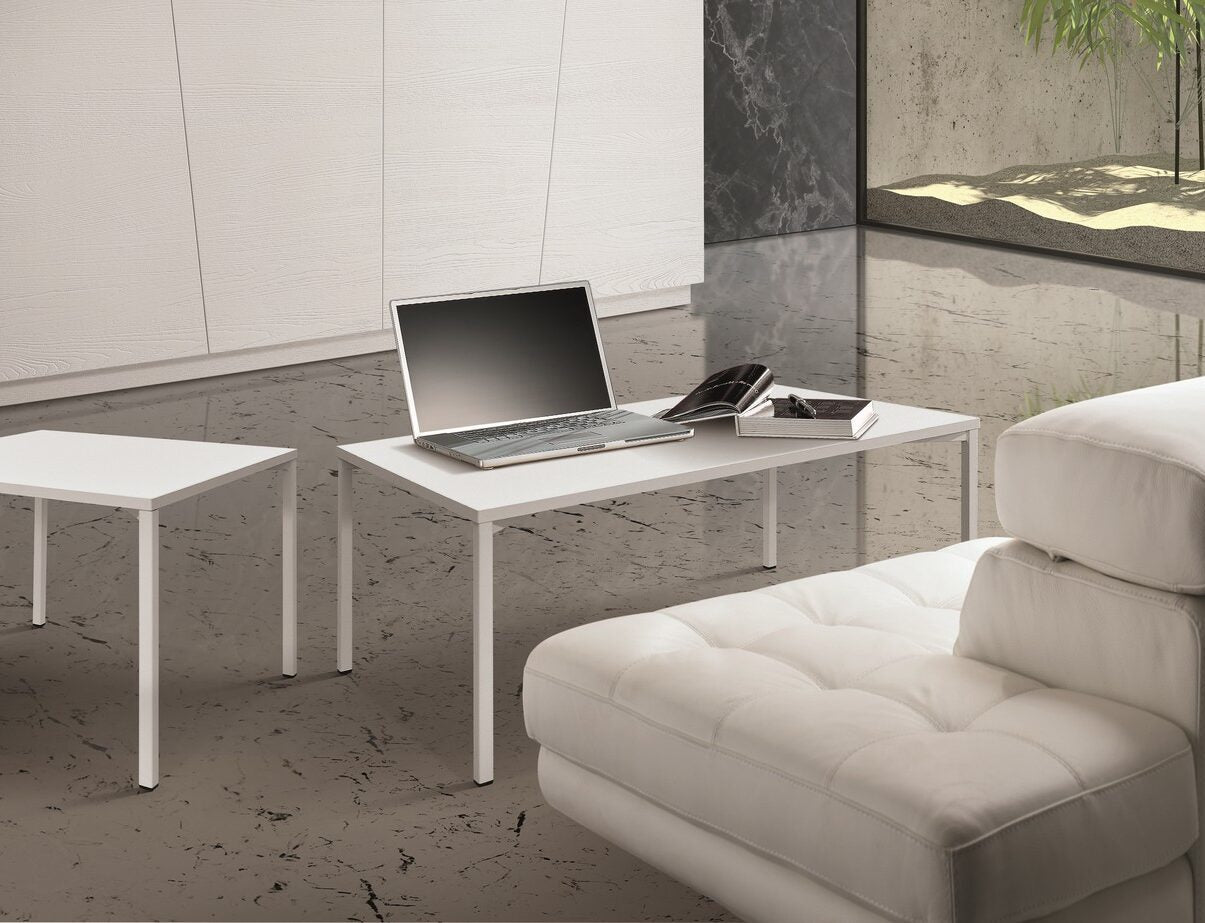 tavolino camogli in legno, finitura bianco frassinato e metallo verniciato bianco, 55×90 cm, tavolino moderno perfetto per...