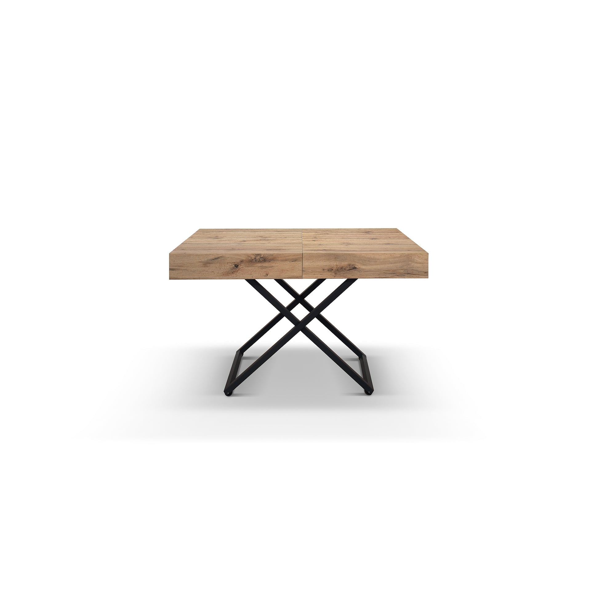 tavolino camogli in legno, finitura rovere rustico e metallo verniciato nero trasformabile in tavolo da pranzo 120×80 cm –...