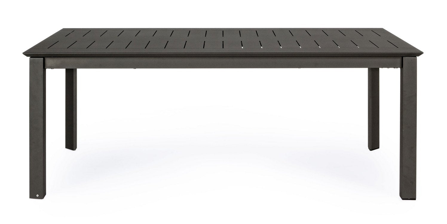 tavolo allungabile konnor in alluminio antracite 200×110 cm – 300×110 cm, dettaglio dei materiali trattati per uso esterno