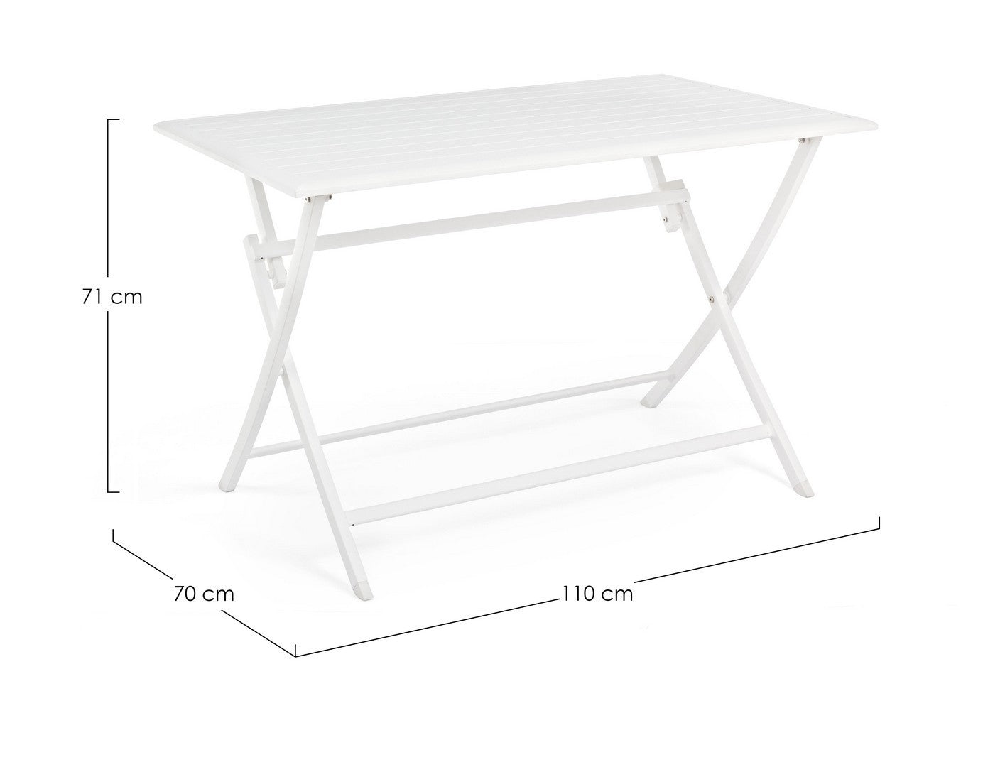 tavolo elin pieghevole bianco 110×70 cm, dettaglio dei materiali trattati per uso esterno