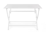 tavolo elin pieghevole bianco 110×70 cm, ambientazione in giardino con sedie coordinate