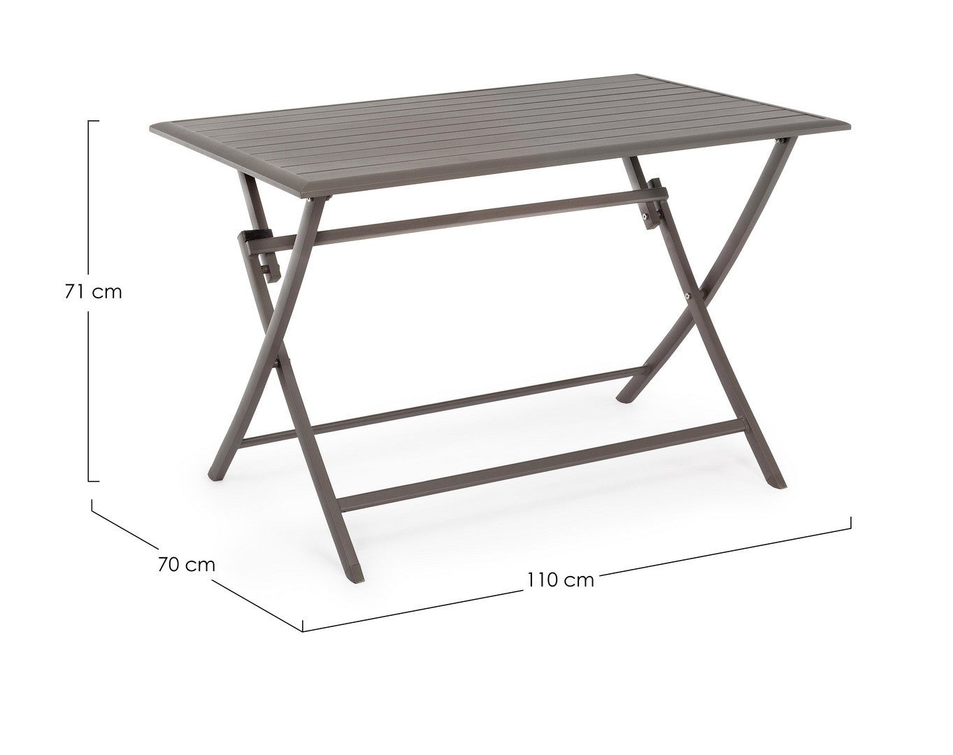 tavolo elin pieghevole tortora 110×70 cm, dettaglio dei materiali trattati per uso esterno