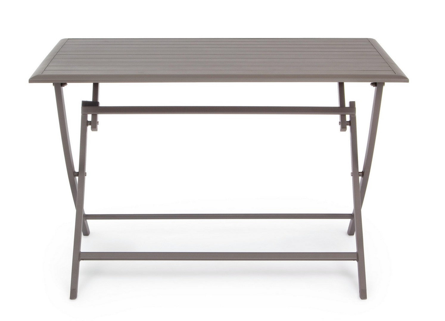 tavolo elin pieghevole tortora 110×70 cm, ambientazione in giardino con sedie coordinate