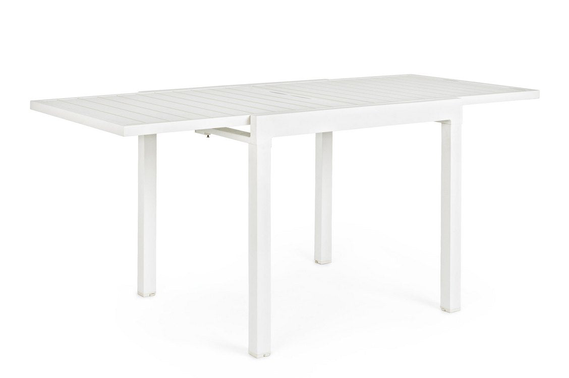 tavolo allungabile pelagius in alluminio bianco 83×80 cm – 166×80 cm, tavolo da giardino perfetto per pranzi all’aperto