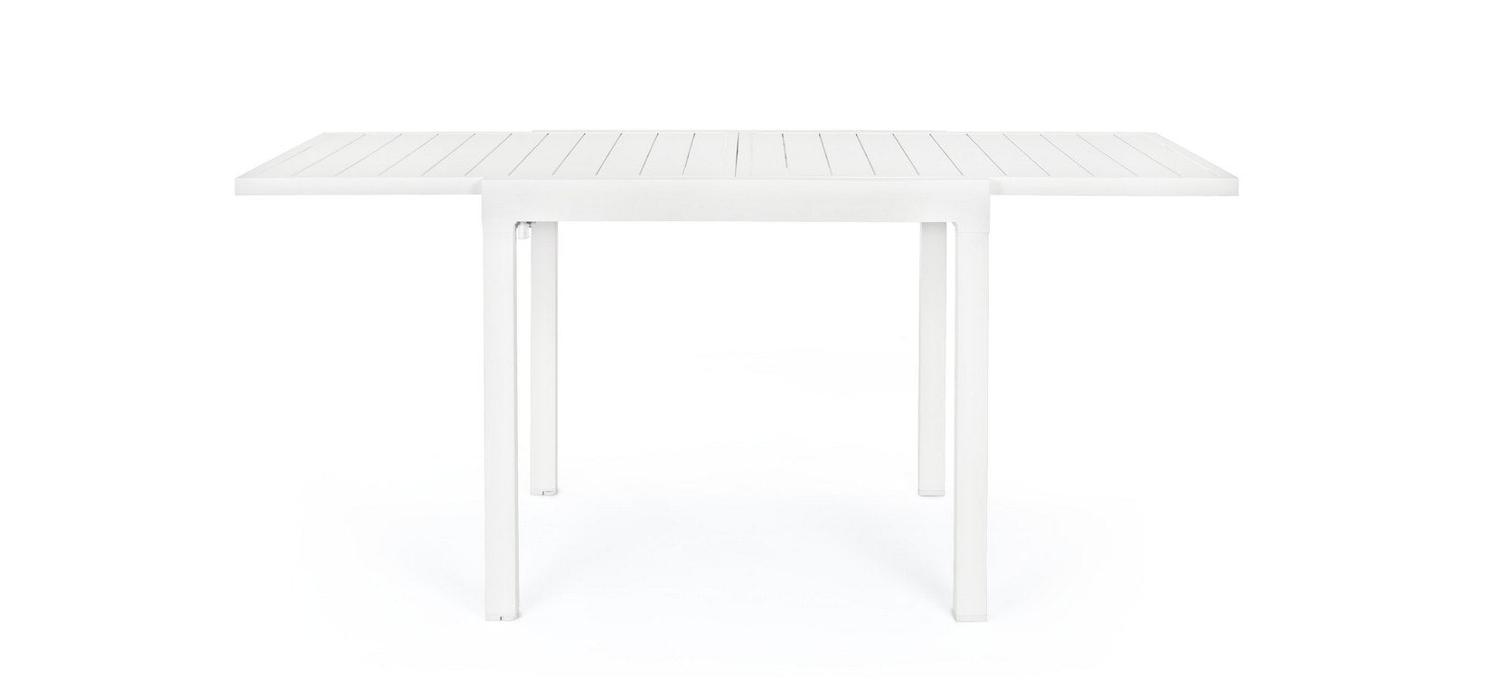tavolo allungabile pelagius in alluminio bianco 83×80 cm – 166×80 cm, dettaglio dei materiali trattati per uso esterno
