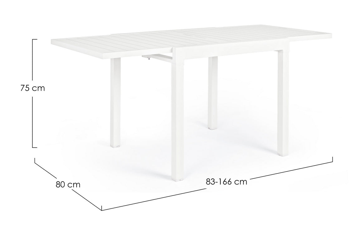 tavolo allungabile pelagius in alluminio bianco 83×80 cm – 166×80 cm, ideale per barbecue, aperitivi o relax estivo