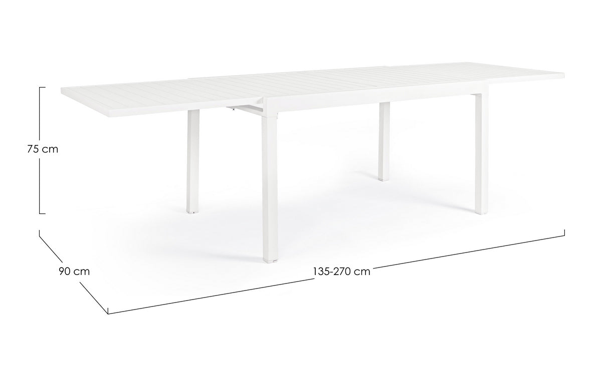 tavolo allungabile pelagius in alluminio bianco 135×90 cm – 270×90 cm, ideale per barbecue, aperitivi o relax estivo