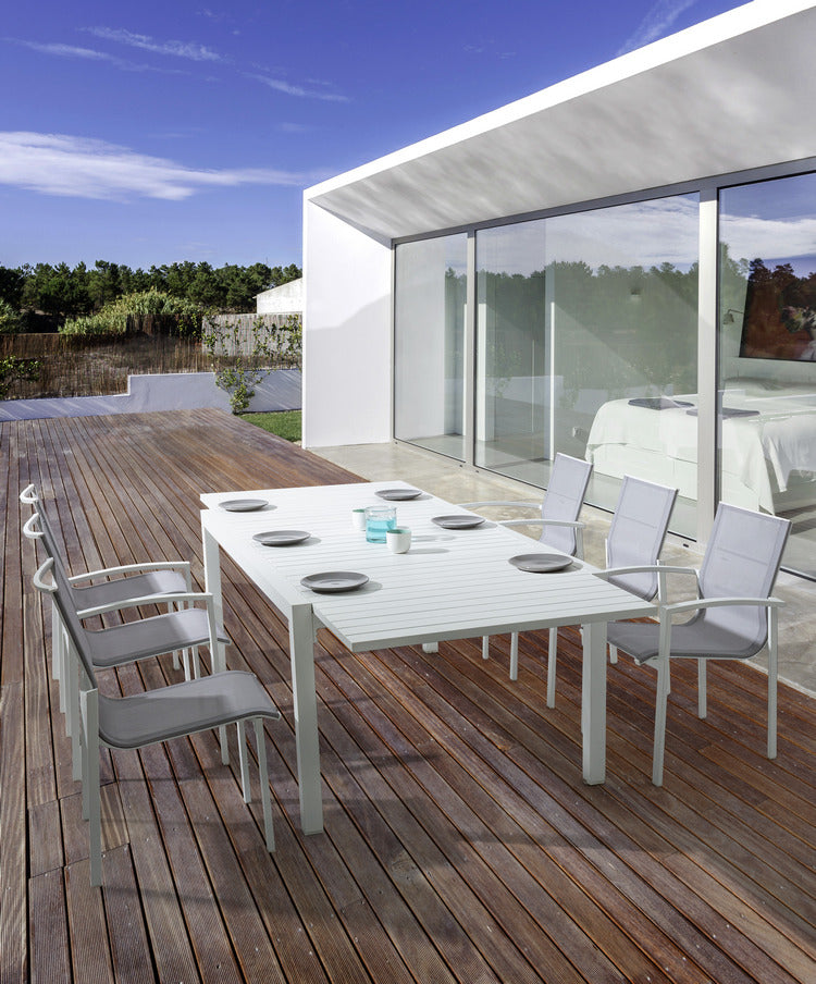 tavolo allungabile pelagius in alluminio bianco 135×90 cm – 270×90 cm, tavolo outdoor che unisce stile e praticità