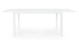 tavolo hilde allungabile bianco 140/210×77 cm, ambientazione in giardino con sedie coordinate