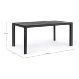 tavolo fisso mason in ceramica e struttura in alluminio antracite 160×90 cm, dettaglio dei materiali trattati per uso esterno