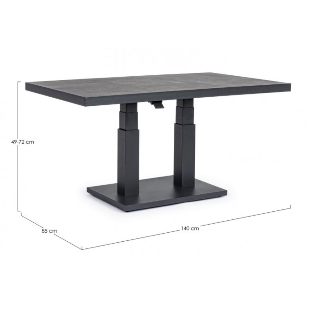 tavolo truman in ceramica e struttura antracite con altezza regolabile 140x85x49 cm – 140x85x72 cm, ambientazione in...