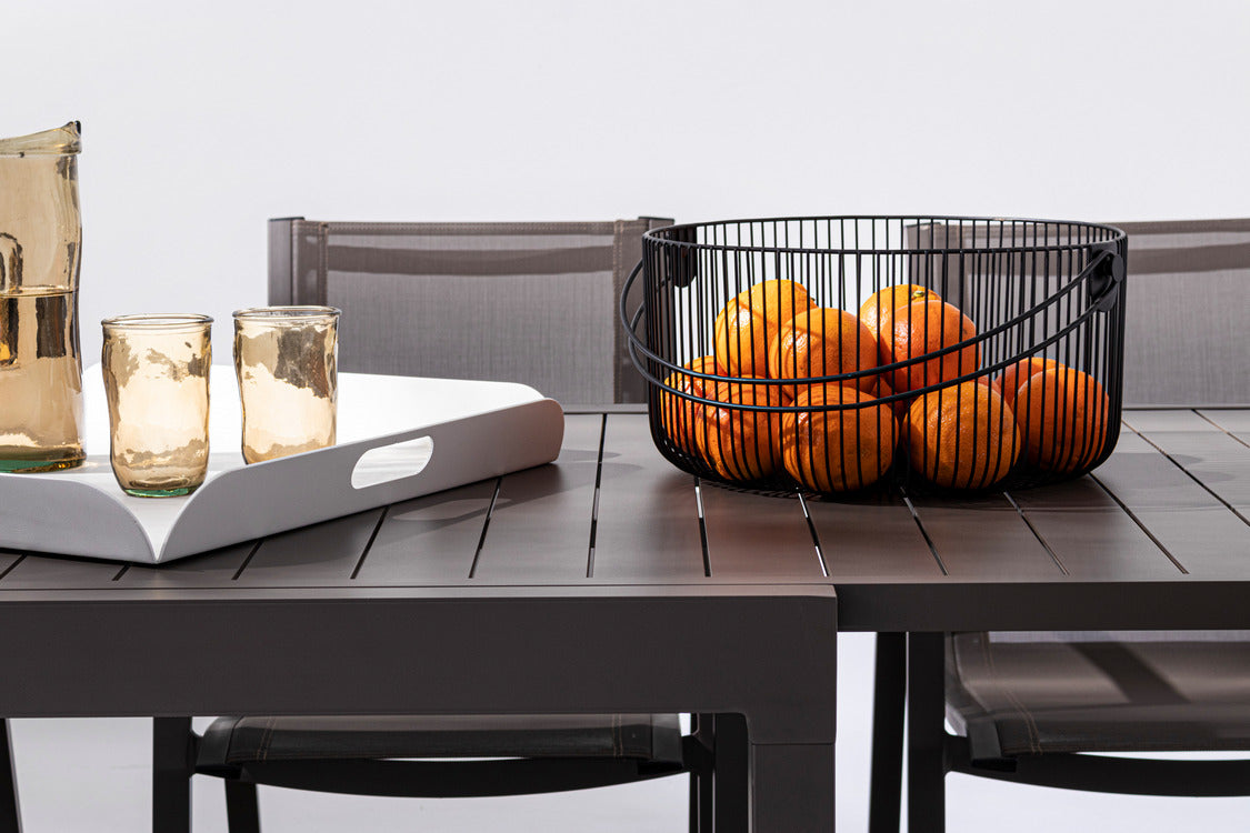 tavolo allungabile pelagius in alluminio caffè 135×90 cm – 270×90 cm, complemento d’arredo immancabile per spazi verdi