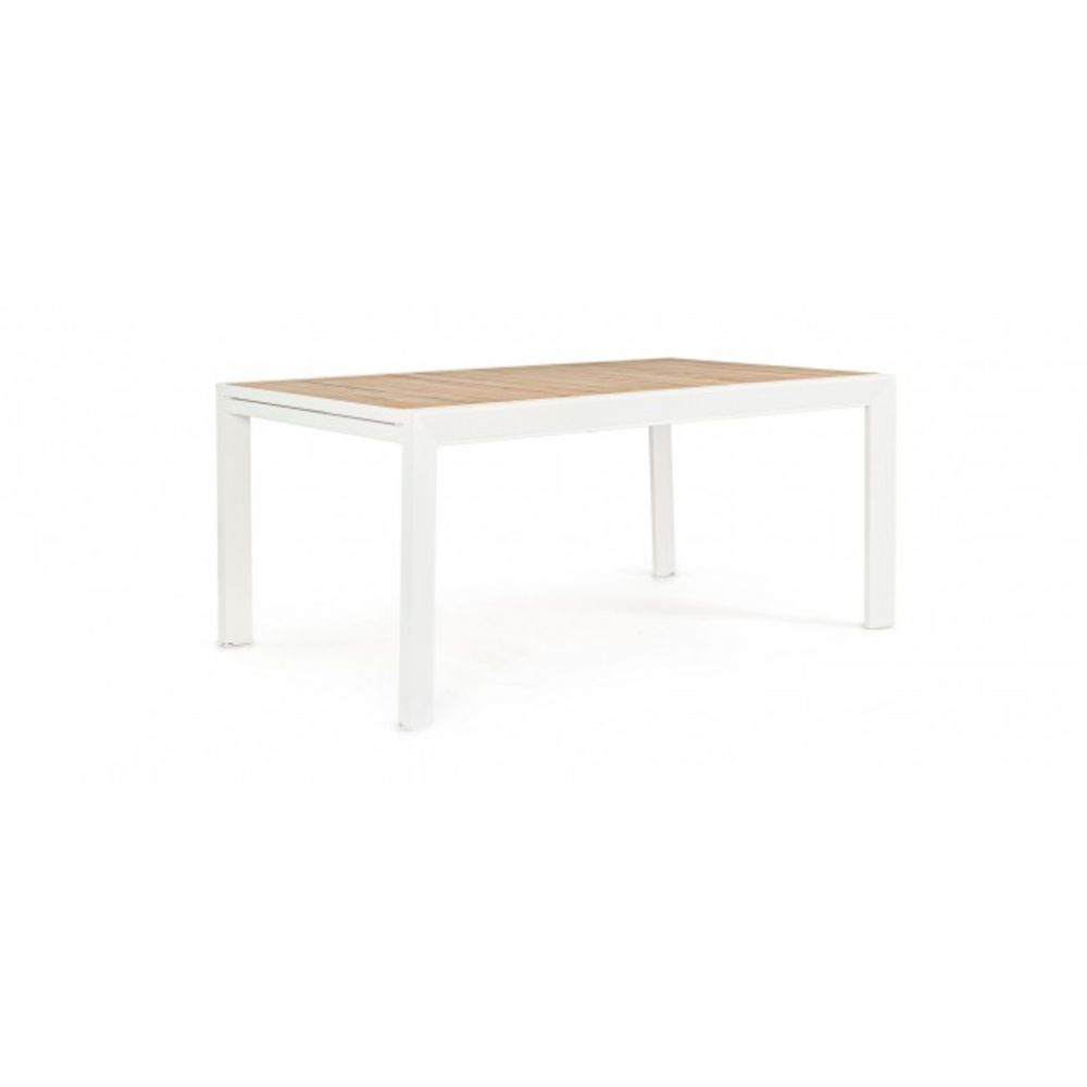 tavolo allungabile belmar effetto legno e struttura in alluminio bianca 160×100 cm – 240×100 cm, dettaglio dei materiali...