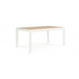 tavolo allungabile belmar effetto legno e struttura in alluminio bianca 160×100 cm – 240×100 cm, dettaglio dei materiali...